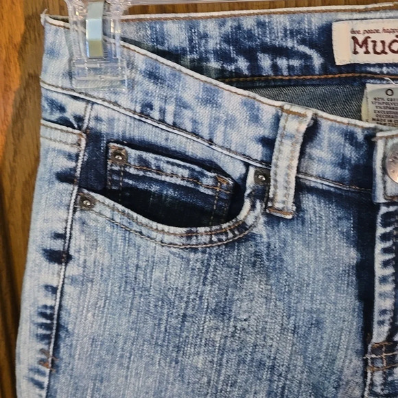 Mudd Acid Wash Blue Skinny 5-pkt Jeans Embroidered Back Pkt Women size 0 (zero) - Picture 4 of 13